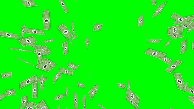 Falling Money Rain Green Screen - Chroma Key Currency Background