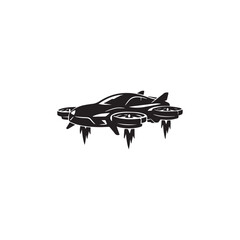 Futuristic flying car silhouette vector white background. © hridoyjr2022