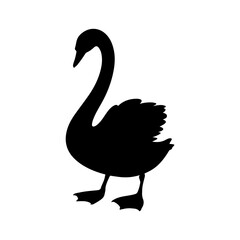 Fototapeta premium Silhouette of a standing swan with a curved neck