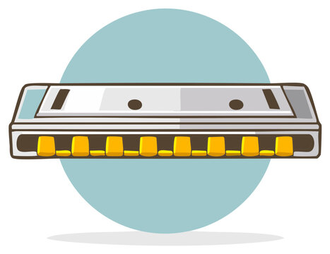 Cartoon Harmonica Illustration Classic Musical Instrument Harmonica Icon
