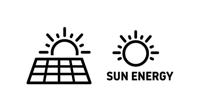 Solar panel and sun energy icons with renewable energy with eco friendly with alternative energy with green energy with energy source with solar power