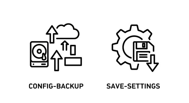 Configuration backup to cloud and save settings icons with config backup