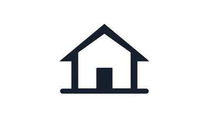 Fototapeta premium A minimalist and simple solid dark blue house icon with a pitched roof and a door, representing home, shelter, and real estate concepts.