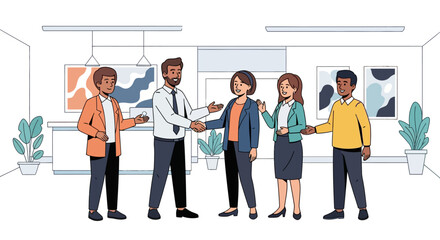 Obraz premium Team Welcoming New Colleague With Handshake