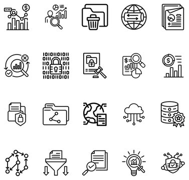 Collection of thin line representing data analysis business finance and technology concepts
