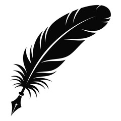 Obraz premium A striking black feather depicted as a bold minimalist graphic design silhouette high quality