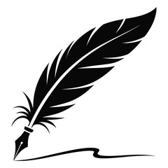 Obraz premium A striking black feather and vintage writing quill depicted in a dark elegant silhouette
