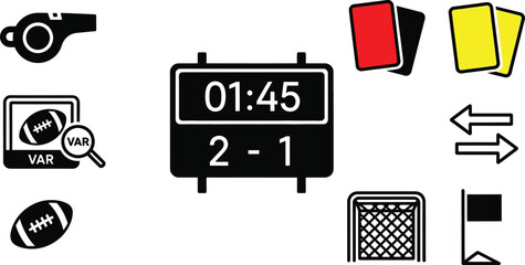 Soccer Game Referee Symbols and Football Match Elements Vector Icon Set © Abdul