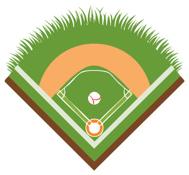 Diagram of a Baseball Field Showing Diamond Home Plate and Infield