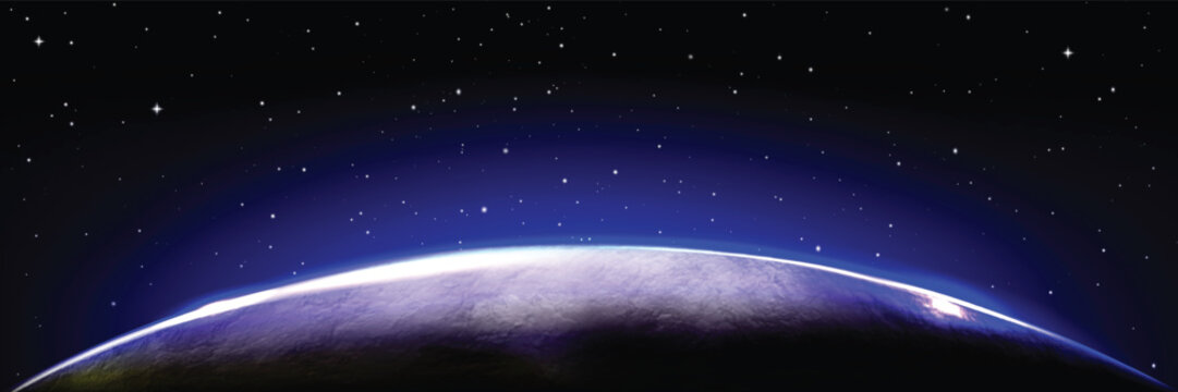 Earth or another planet edge in sunrise light