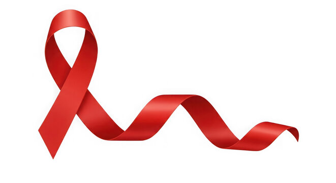 Red ribbon aids awareness symbol support solidarity isolated on transparent background