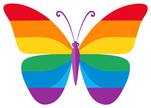 Vibrant rainbow butterfly illustration with colorful wings representing pride and diversity