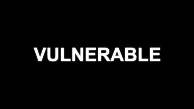 &ldquo;VULNERABLE&rdquo; Glitch Text Effect &ndash; Digital Security Breach, System and Network Warning Concept.