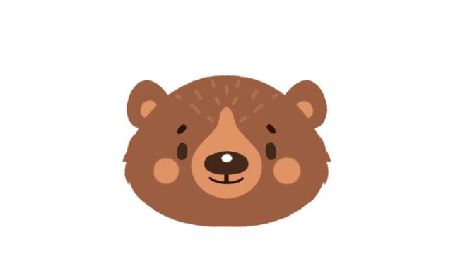 Three brown bear heads in a row on white background