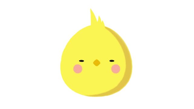 Three yellow cartoon chicks with blush and winking faces