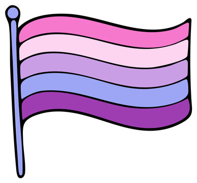 Pink, purple, and blue striped flag waving on a pole, symbolizing pride and inclusivity