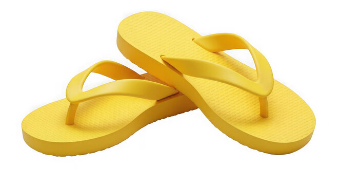 Yellow flip flops isolated on transparent background
