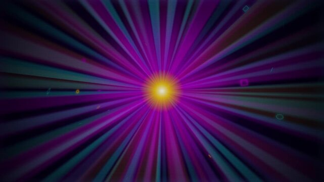 Radiant abstract light burst with energetic rays creating a vibrant futuristic tunnel effect in a dark digital space.
