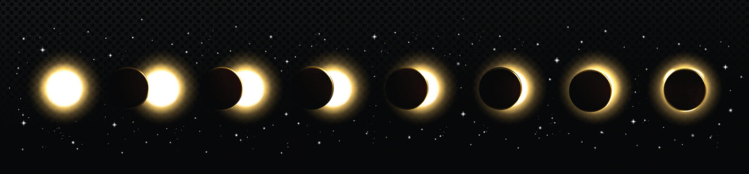 Solar eclipse in different phases