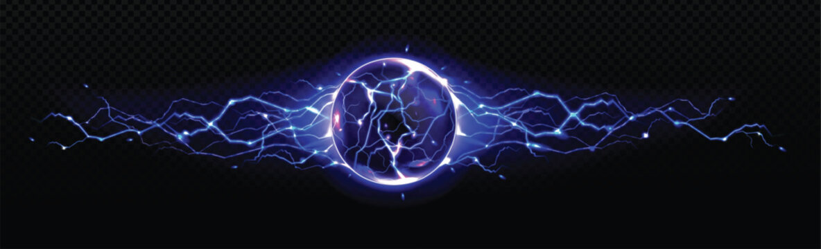 Electric ball with discharge strikes, lightning