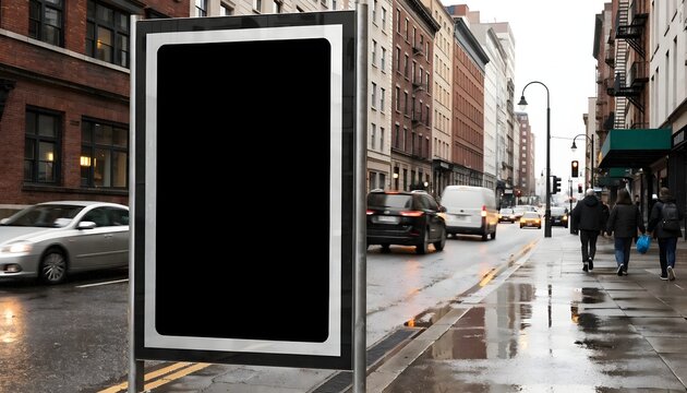 Urban billboard on busy city street high resolution photo