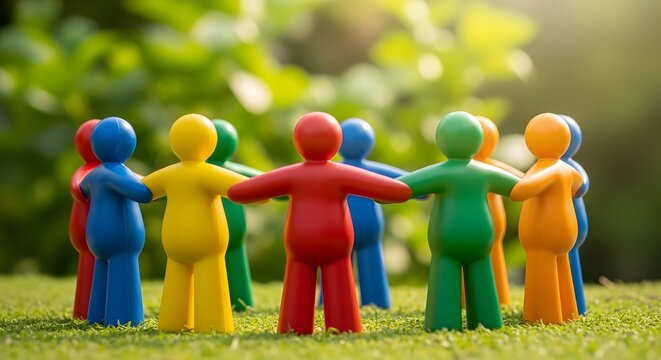 Celebrating friendship day diverse group of figurines symbolizing unity and connection