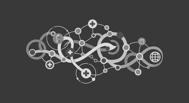 A modern abstract image featuring a dark grey gradient and a subtle white circle. Suitable for backgrounds, website design, or conveying a sense of qu