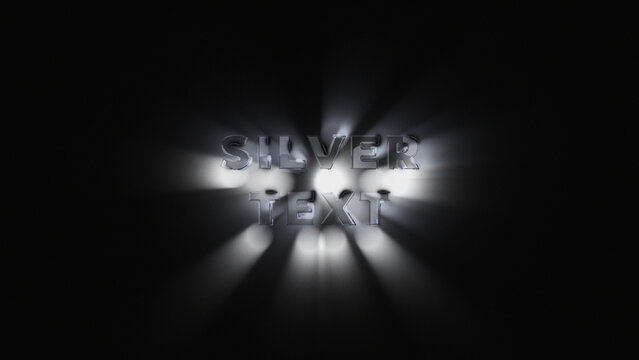 Silver Text Wide Title with Volumetric Light and Neon to Glossy Evolution