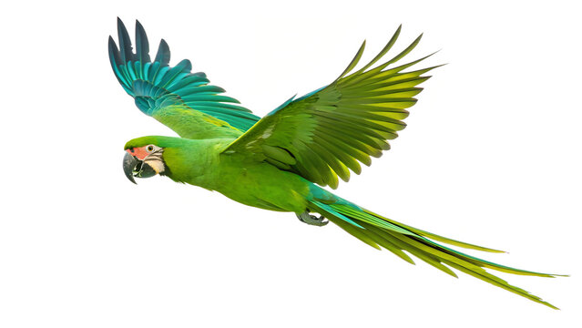 flying parrot isolated on transparent background