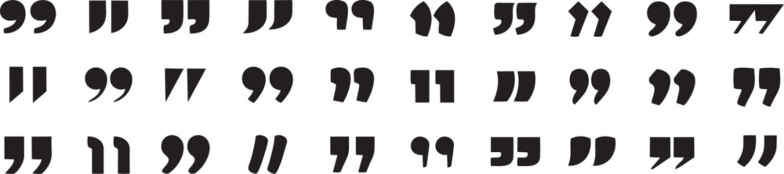 Quotation Marks Composition: An abstract arrangement of quotation marks in various sizes and orientations. This image creates an intriguing visual representation of communication and expression. 