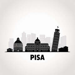 Fototapeta premium Pisa Skyline Silhouette — A Historic Landmark City in Tuscany Italy Vector Illustration