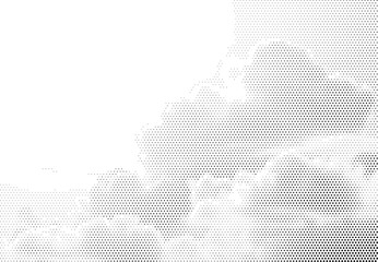 Soft cloud halftone background with organic sky texture and black white retro stipple design © AfsanaBinteSalam
