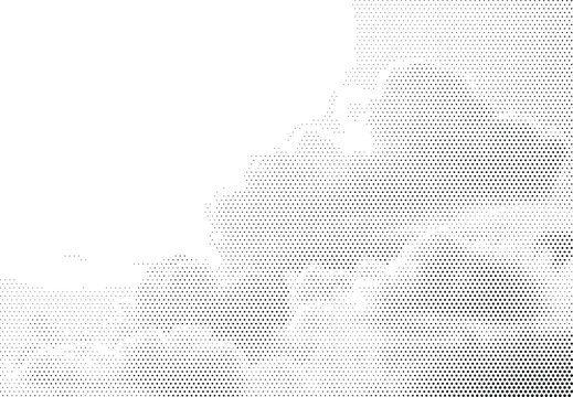 Soft cloud halftone background with organic sky texture and black white retro stipple design