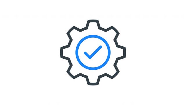 Animated gear icon representing system settings, configuration, and technical control. Ideal for applications, dashboards, and software interfaces related to customization and system management.