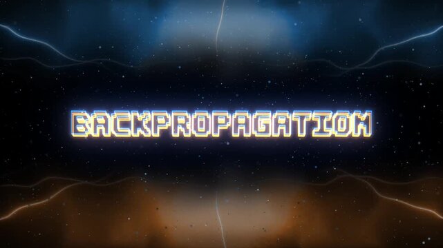 Backpropagation Neon text with retro style background