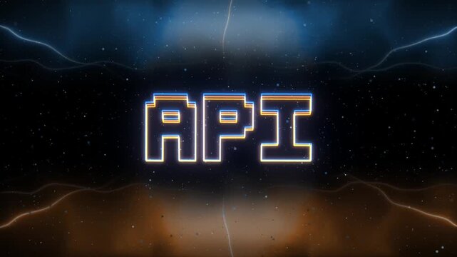 API Neon text with retro style background
