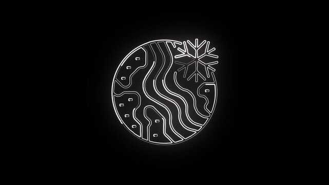 Glowing neon line cold wave icon with animated frost effect. Weather animation HD video isolated on black background.
