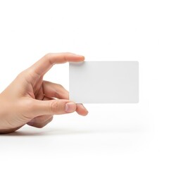 Obraz premium A hand holding a blank white smartphone or tablet device for presentation.