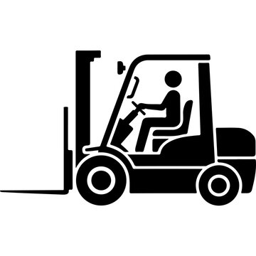 Person operating a sit-down counterbalance forklift in a warehouse setting