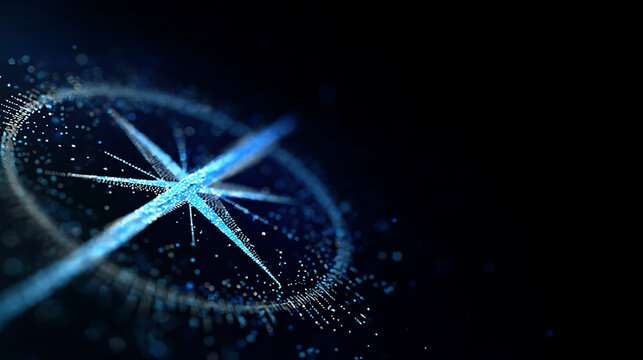 Digital Compass Pointing the Way with Futuristic Glowing Effect. A modern and sophisticated digital compass, elegantly crafted with a futuristic glowing effect, pointing towards a direction.