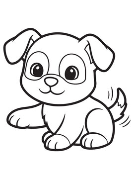 Cute pupy coloring page for kids