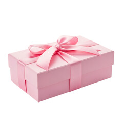 Fototapeta premium Pink rectangle gift box with elegant silk bow.
