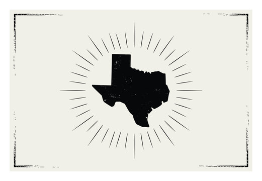 Vintage Texas Silhouette with Sunburst and Distressed Border