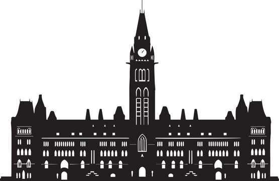 Parliament building vector illustration silhouette for ottawa canada architecture landmark