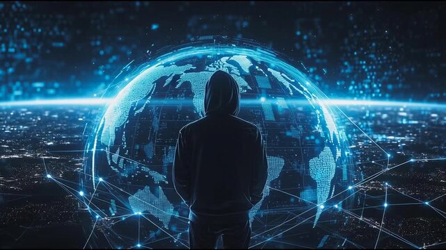 Hacker are planning to hack and attack networks and cyber security systems..Smart Innovation city with connection cyber security network reciprocity over the cityscape . future wireless digital city