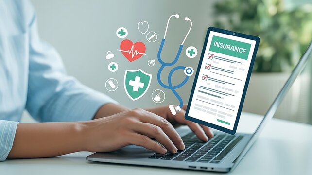 Healthcare, insurance, laptop, online, medical, protection