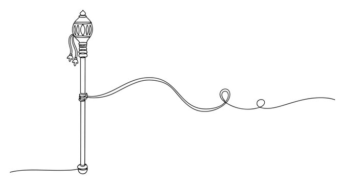 Traditional Gada mace symbol in continuous line drawing style