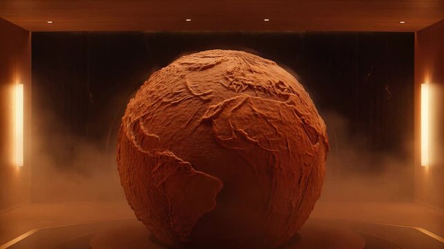 Dramatic CloseUp of Burning Earth Sphere with Flames and Smoke.