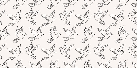Numerous birds in flight create a delicate patterned backdrop silhouette © Huraya