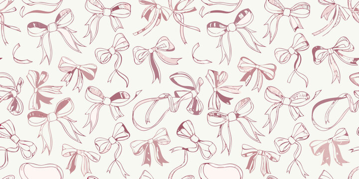 Delicate pink bows create a repeating pattern a charming silhouette